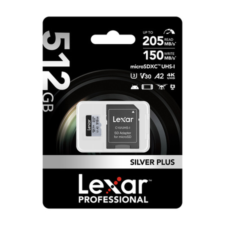 Karta pamięci Lexar High-Performance Silver Plus microSDXC 512GB + adapter