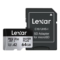 Karta pamięci Lexar High-Performance Silver Plus microSDXC 64GB + adapter