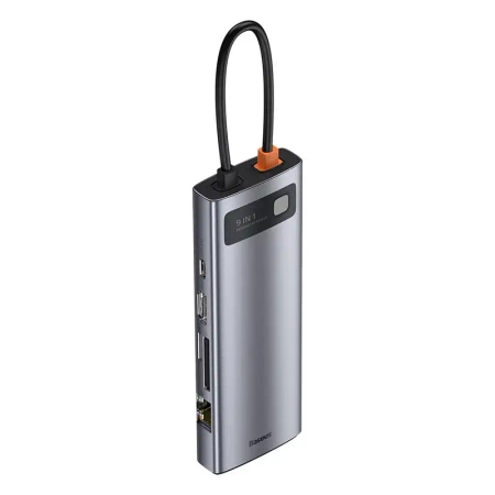 Hub 9w1 Baseus Metal Gleam Series USB-C do 3x USB 3.0 + HDMI + USB-C PD + Ethernet RJ45 + microSD/SD + VGA