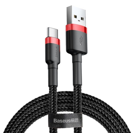 Kabel typ C Baseus Cafule czarno-czerwony - typ C 3A 1m