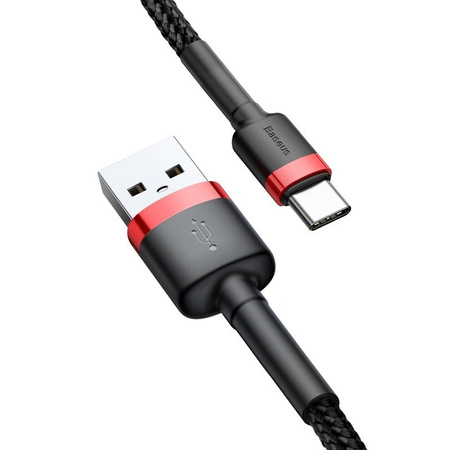 Kabel typ C Baseus Cafule czarno-czerwony - typ C 3A 1m