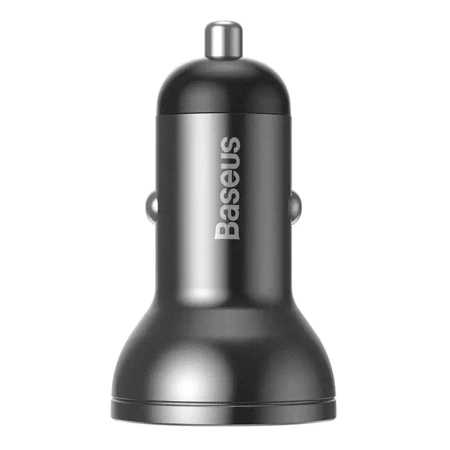 Ładowarka samochodowa Baseus z wyświetlaczem - 2x USB, 4,8A, 24W (szara)